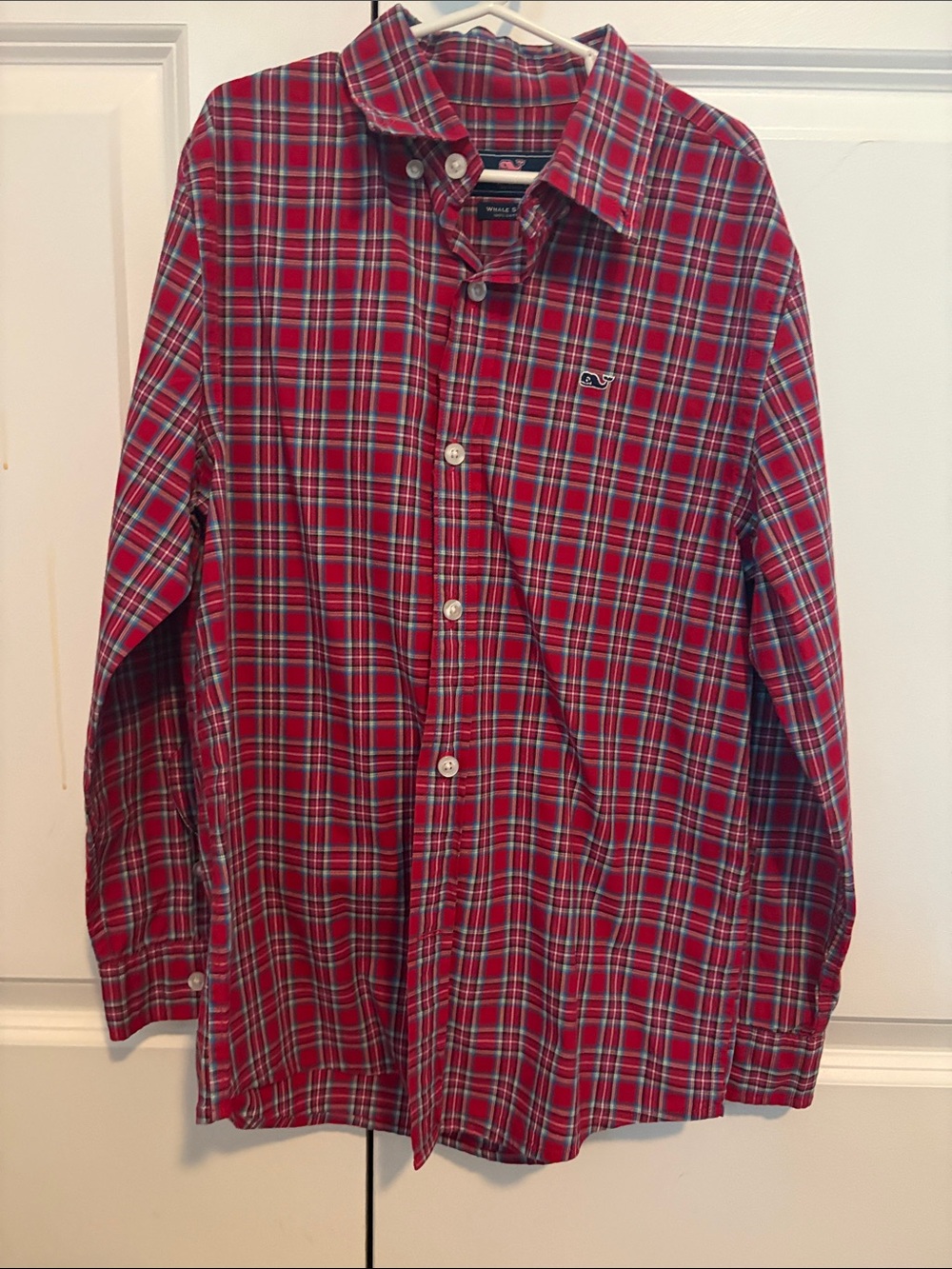 Vineyard Vines Red and Green Plaid Button-Down Shirt